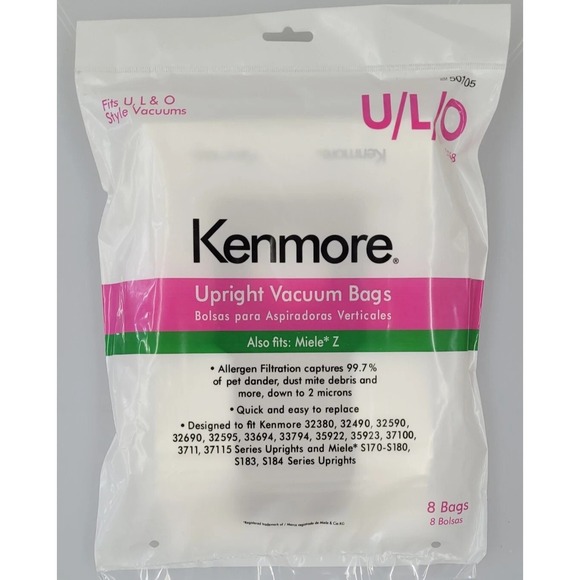 8 Kenmore Type U L O Upright Vacuum Cleaner Bags Allergen 50105 50688 50690 5068 - Picture 1 of 6